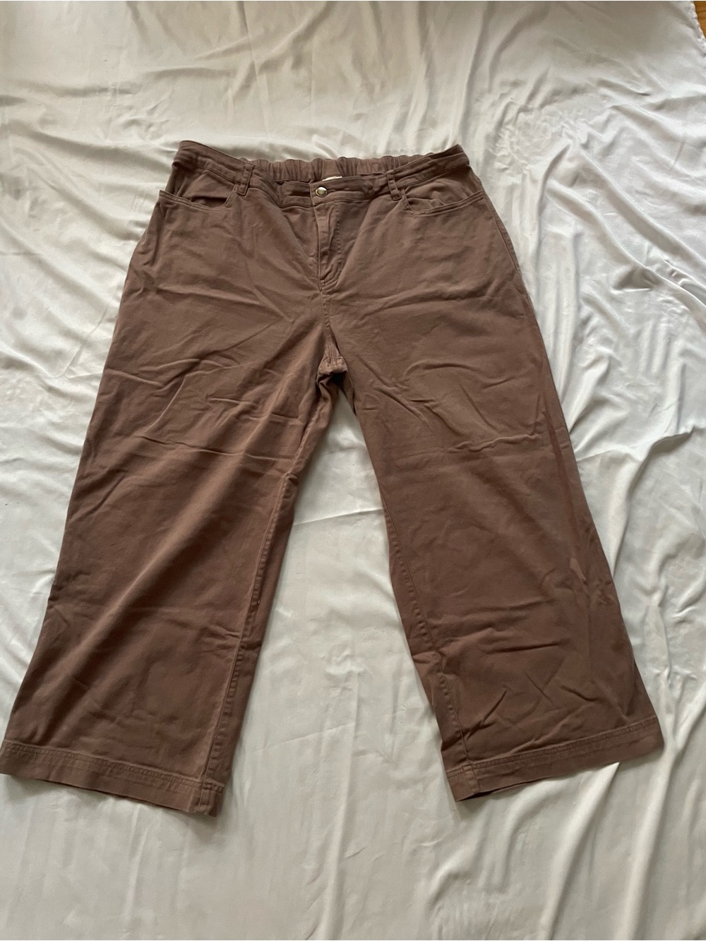 Pact Organic Cotton Stretch Twill Women’s Wide Leg Pant – Size XXL – Latte